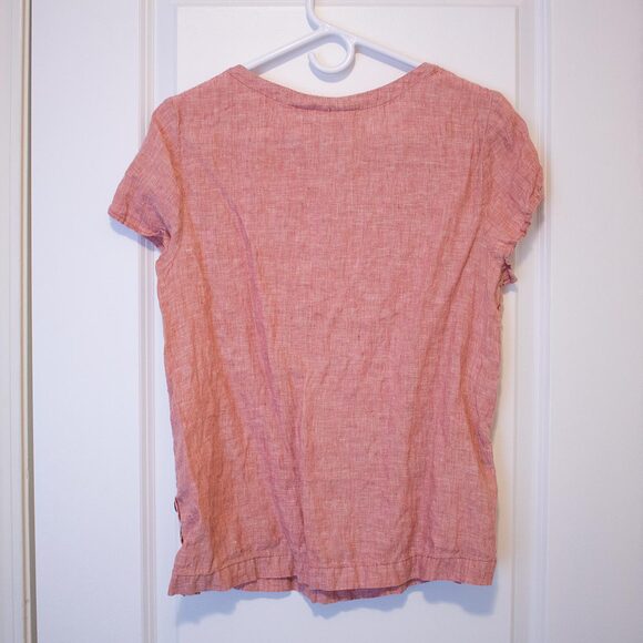 Cottagecore VTG Coral Linen Blend Button Detail Shirt Blush M | Soft Autumn - Picture 2 of 6